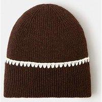 Accessorize Whipstitch Beanie Hat - Brown