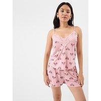 Accessorize Printed Lace Trim Vest Set - Multi