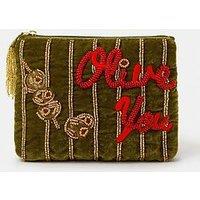 Accessorize Olive You Velvet Pouch - Green