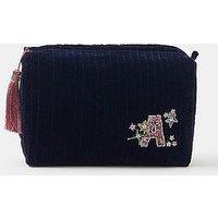 Accessorize Large Initial Xmas Make Up Bag - Blue