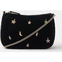 Accessorize Velvet Charm Shoulder Bag - Black