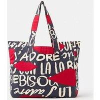 Accessorize Bisou Lips Shopper Bag - Blue
