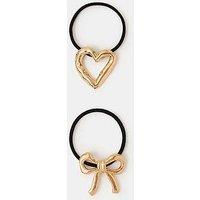 Accessorize Heart Bow Bobble - Gold