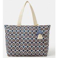 Accessorize Tile Print Beach Tote Bag - Blue