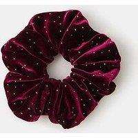 Accessorize Sparkle Velvet Scrunchie - Red