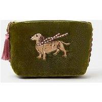 Accessorize Sausage Dog Velvet Purse - Green