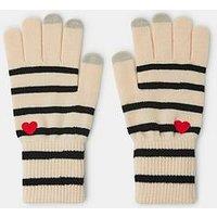 Accessorize Heart Stripe Touch Screen Gloves - Multi