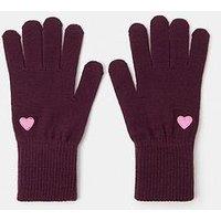 Accessorize Plain Heart Touch Screen Gloves - Red