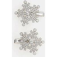 Accessorize 2 X Snow Flake Snap Clips - White