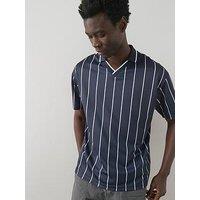 The Very Collection Stripe Collared Football Jersey - Navy