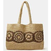 Accessorize Raffia Pattern Shopper - Brown