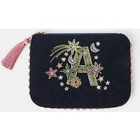 Accessorize Velvet Initial Christmas Pouchy - Blue