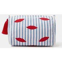 Accessorize Stripe Lips Wash Bag - Blue
