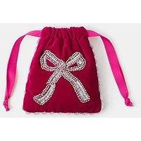 Accessorize Sequin Bow Drawstring Bag - Pink