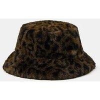 Accessorize Fluffy Leopard Print Bucket Hat - Multi