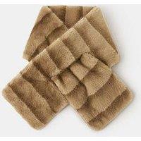 Accessorize Stripe Mink Faux Fur Stole - Brown