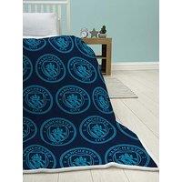 Manchester City Man City Mono Crest Fleece Sherpa Blanket