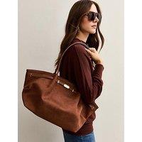 New Look Tan Faux Suede Winged Tote Bag