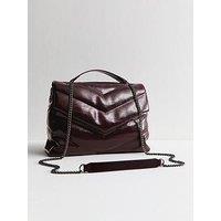 New Look Quilted Shoulder Bag - Burgundy