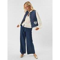Accessorize Heart Quilted Denim Waistcoat - Blue