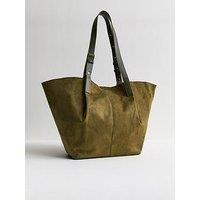 New Look Perth Pinch Suedette Tote - Green