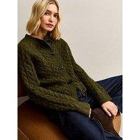 New Look Cable Knit Toggle Fastening Cardigan - Khaki