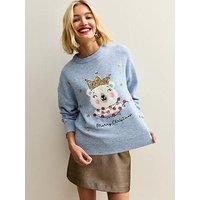 New Look Light Blue Polar Bear Christmas Jumper
