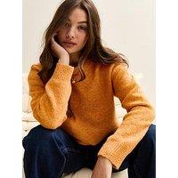 New Look Crew Neck Textured Knit Oversized Jumper - Orange
