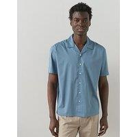 The Very Collection Pure Cotton Short Sleeve Button Through Shirt - Blue