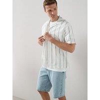 The Very Collection Pure Cotton Boxy Fit Striped Shirt - Light Green