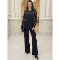 Ax Paris Diamante Embellished Jumpsuit - Black