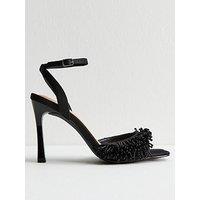 New Look Black Satin Beaded Strap Stiletto Sandals
