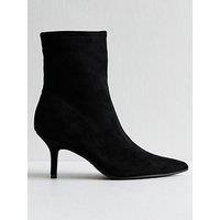New Look Black Faux Suede Pointed Toe Ankle Boots