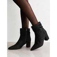 New Look Ruched Point Block Heel Boots - Black