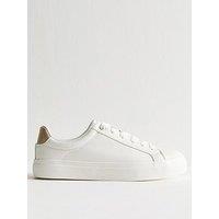 New Look White Faux Leather Contrast Heel Tab Trainers