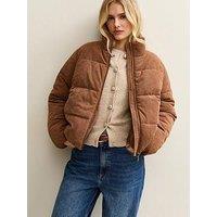 New Look Tan Corduroy Cropped Puffer Jacket