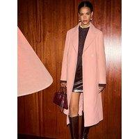 New Look Pale Pink Double Breasted Midi Coat