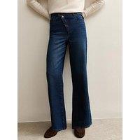 New Look Dark Blue Crossover Fly Wide Leg Jeans