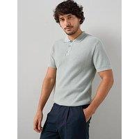 The Very Collection Cotton Blend Knitted Textured Polo - Sage Green