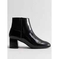 New Look Black Textured Faux Leather Patent Ankle Boots