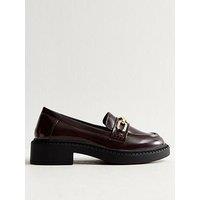 New Look Dark Burgundy Faux Leather Chunky Loafers