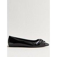 New Look Black Twist Faux Leather Pointed Toe Pumps