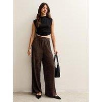 New Look Brown Textured Jersey Wide Leg Trousers