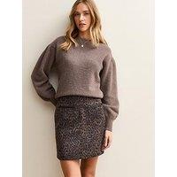 New Look Brushed Leopard Print Mini Skirt - Brown