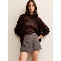 New Look Mini Check Trim Wrap Skort - Brown