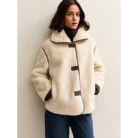 New Look Cream Faux Fur Bonded Jacket