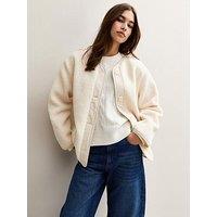 New Look Borg Button Through Jacket - Cream