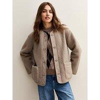 New Look Borg Button Through Jacket - Mink