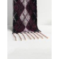 New Look Argyle Check Scarf - Burgundy
