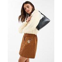 Accessorize Suedette Mini Skirt With Embroidery - Brown